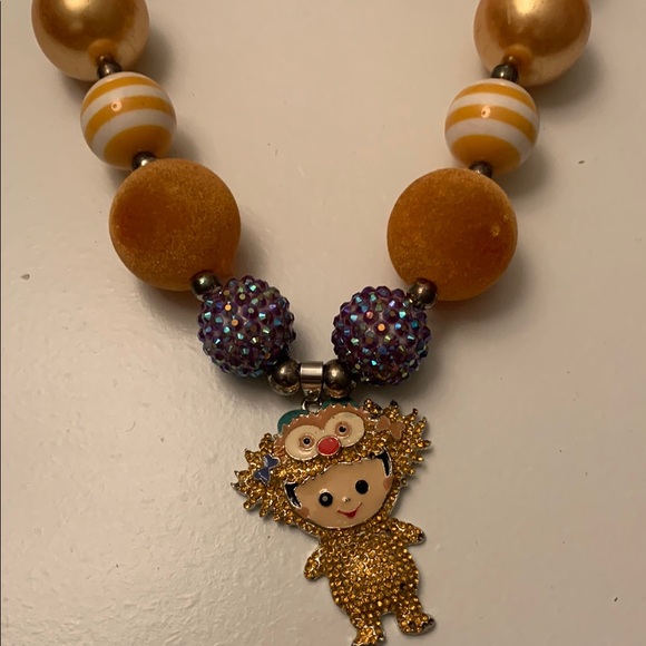 Gold and Orange Bohemian Necklace with Decorative Charm - Picture 2 of 7